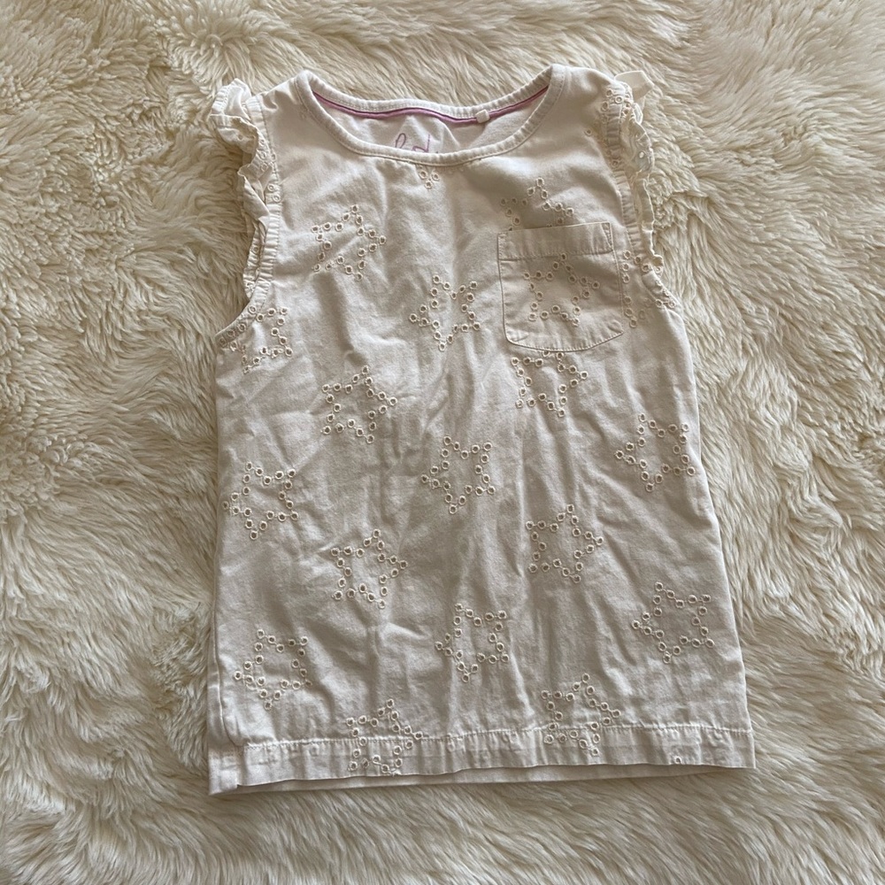 Boden Cream Star Eyelet Top, Size 5-6 Years